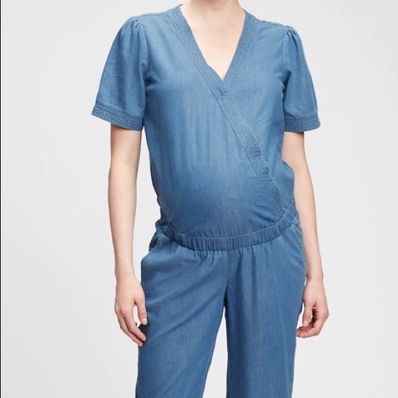 Maternity TENCEL™ Lyocell V-Neck Jumpsuit - Picture 3 of 7
